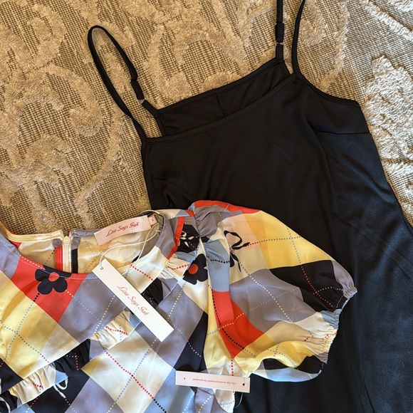 NWT Lisa Says Gah Teagan Ruffle Dress Cirque Argyle Plaid Flower Bow Size Small - Picture 7 of 7